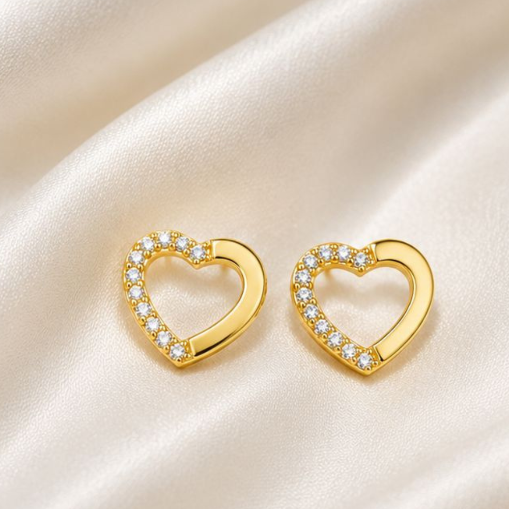BRINCOS EM PRATA 925 CORAÇÃO COM ZIRCONIAS