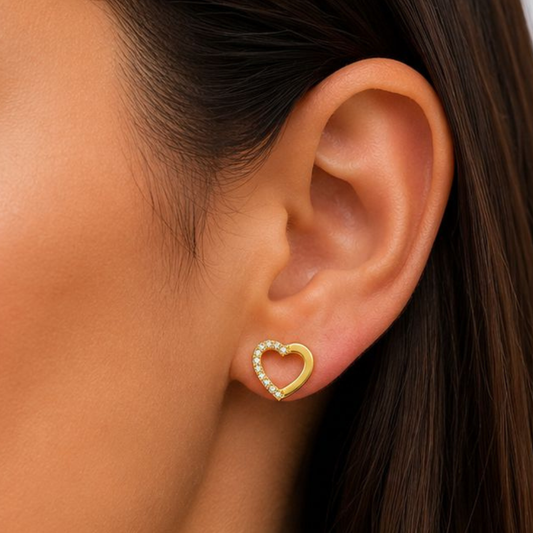 BRINCOS EM PRATA 925 CORAÇÃO COM ZIRCONIAS