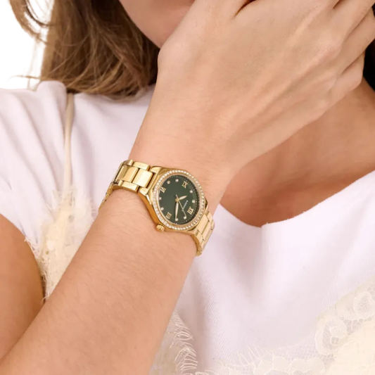 RELÓGIO RADIANT MULHER LUXE VERDE E DOURADO RA691202