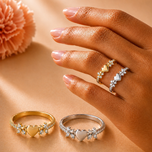 ANEL EM PRATA 925% PLAQUEADO A OURO COM ZIRCONIAS