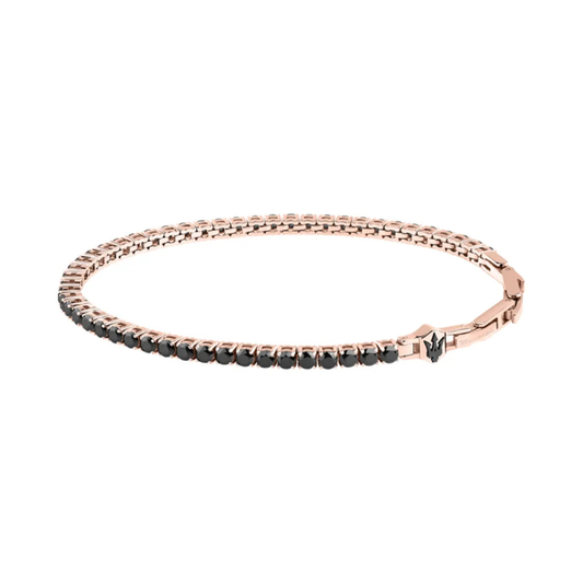PULSEIRA TENNIS MASERATI ROSE GOLD C/ ZIRCONIAS PRETAS