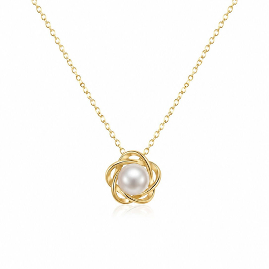 COLAR EM PRATA 925 FLOR COM PEROLA