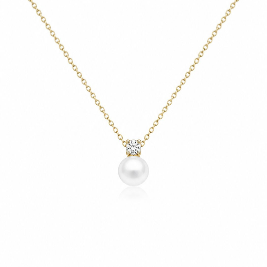 COLAR EM PRATA 925 COM PEROLA E ZIRCONIA