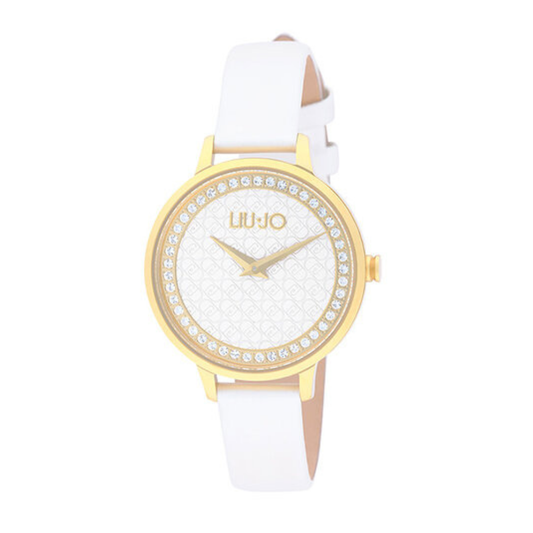 RELÓGIO LIU JO SHINE GOLD CINT PELE BRANCO