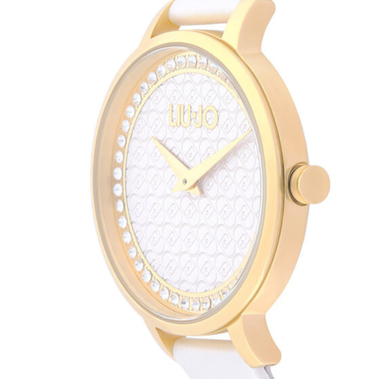 RELÓGIO LIU JO SHINE GOLD CINT PELE BRANCO