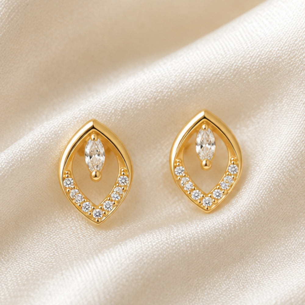 BRINCOS EM PRATA 925 DOURADA COM ZIRCONIAS