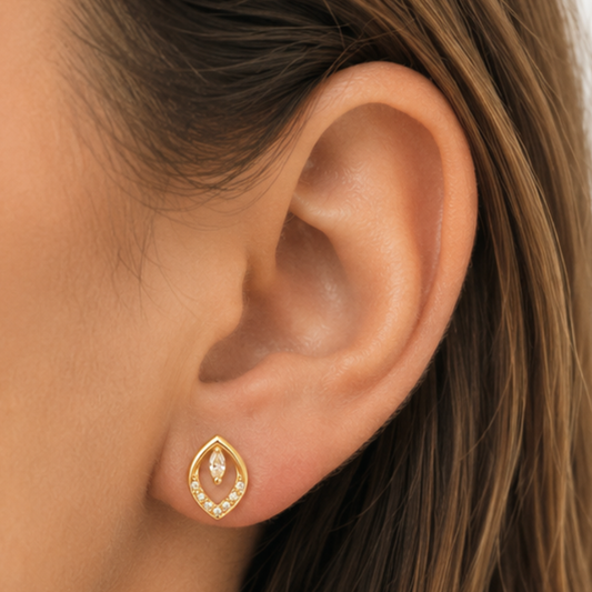 BRINCOS EM PRATA 925 DOURADA COM ZIRCONIAS
