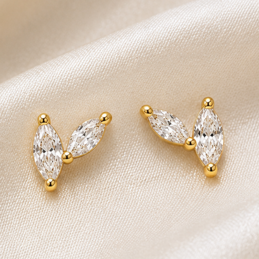 BRINCOS EM PRATA 925 COM 2 ZIRCONIAS