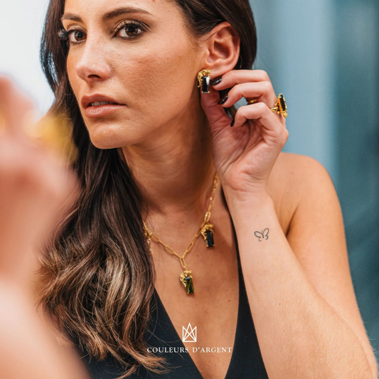 COLAR 3 LEOPARDOS C/ ZIRCONIAS PLAQUEADO A OURO