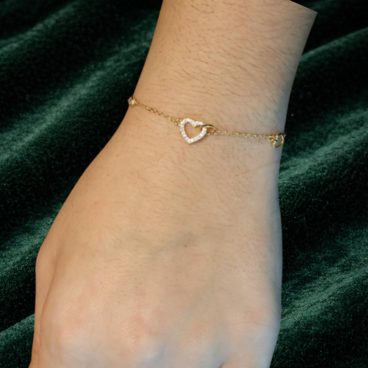 PULSEIRA EM PRATA 925% CORAÇÃO COM ZIRCÓNIAS