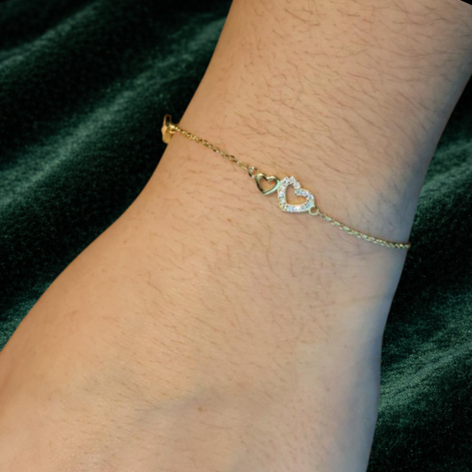 PULSEIRA EM PRATA 925% CORAÇÃO COM ZIRCÓNIAS