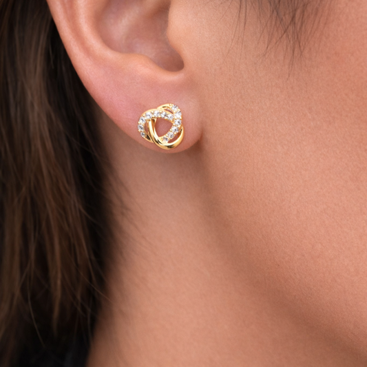 BRINCOS ( ARGOLA ) EM OURO 9K 375% C/ ZIRCONIAS