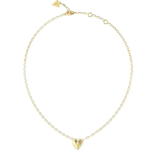 FIO GUESS EM AÇO DOURADO HEART COM ZIRCÓNIAS