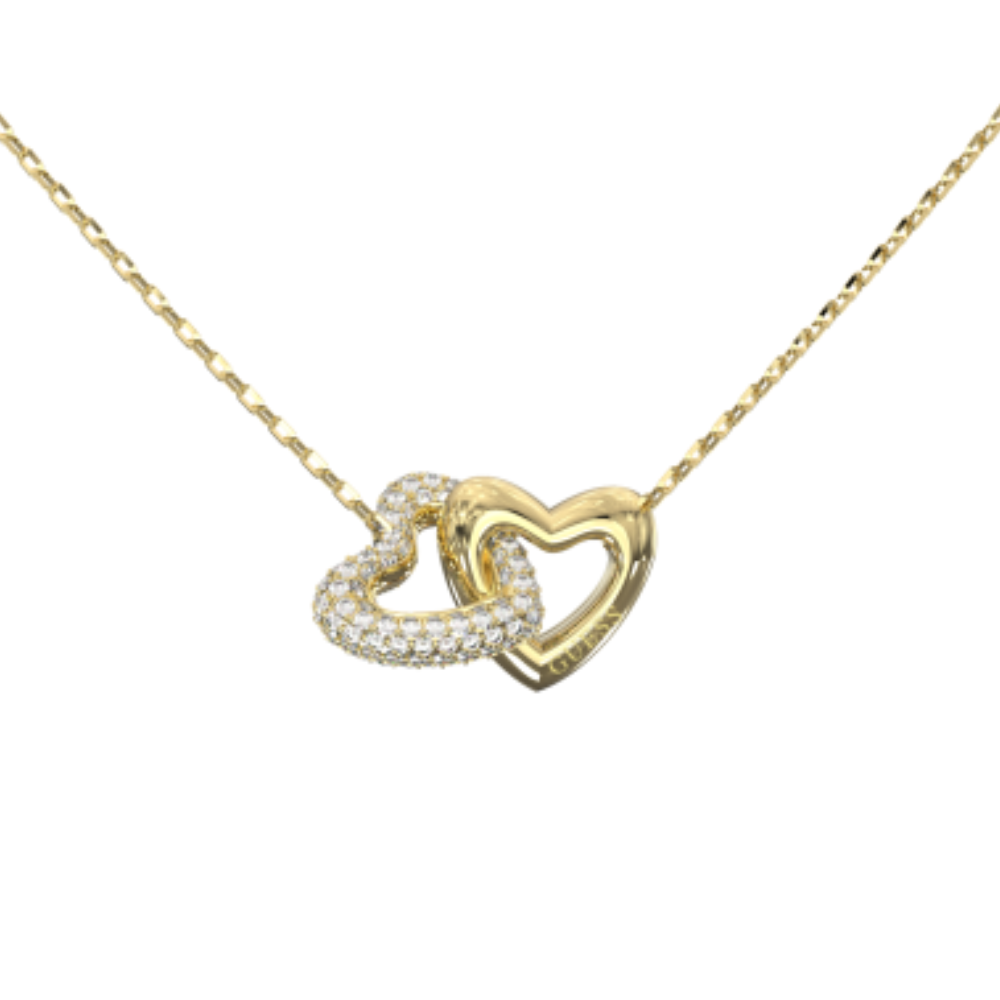 FIO GUESS EM AÇO DOURADO HEART COM ZIRCÓNIAS