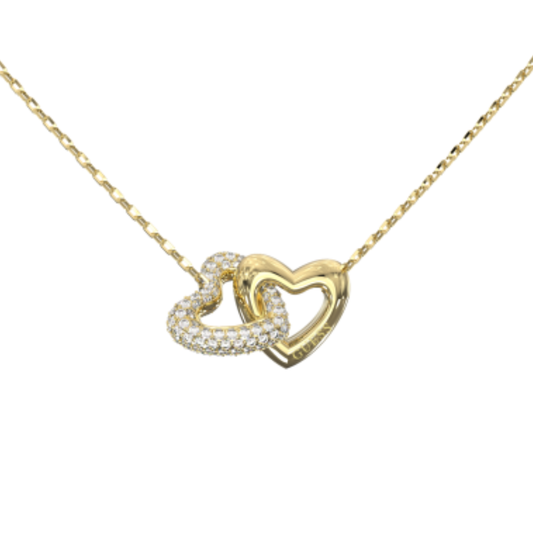 FIO GUESS EM AÇO DOURADO HEART COM ZIRCÓNIAS