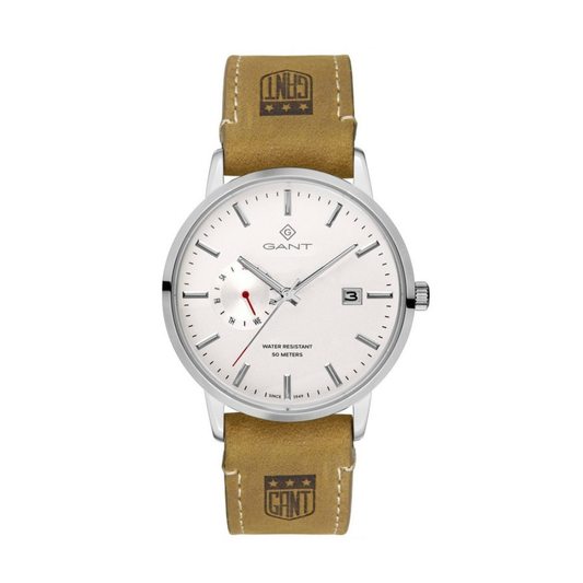RELOGIO GANT G165027 43mm MOST. BRANCO BRACELETE EM PELE CASTANHA