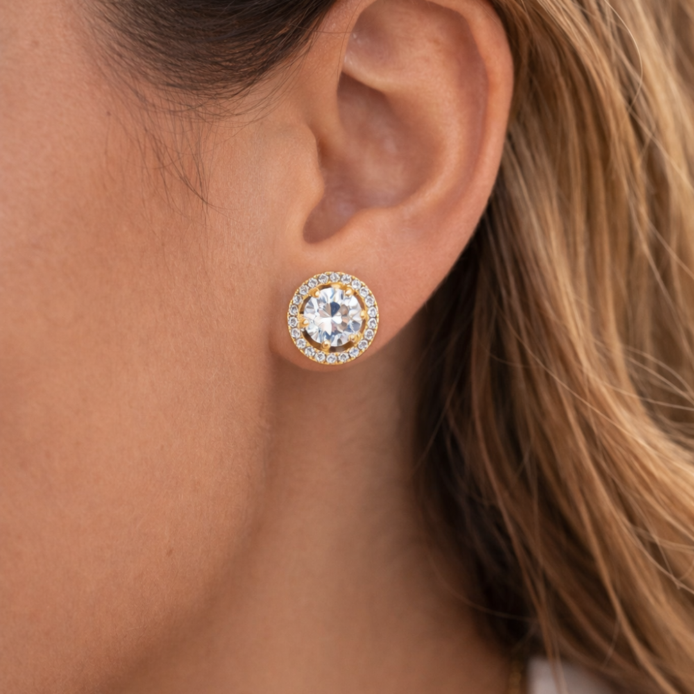 BRINCOS EM OURO CO ZIRCONIAS