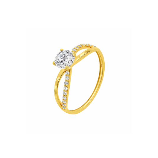 ANEL EM OURO 9K 375% C/ ZIRCONIAS