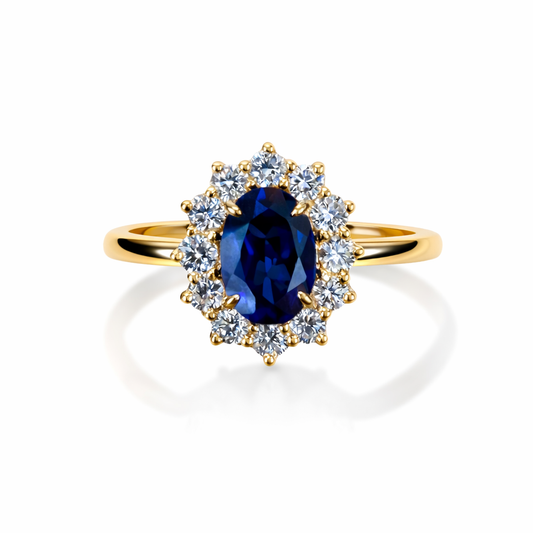 ANEL LADY-D JOALHARIA EM OURO 18K COM SAFIRA E DIAMANTES LAB-GROWN