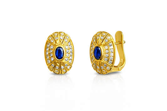 BRINCOS EM OURO 19,2K C/ ZIRCONIAS