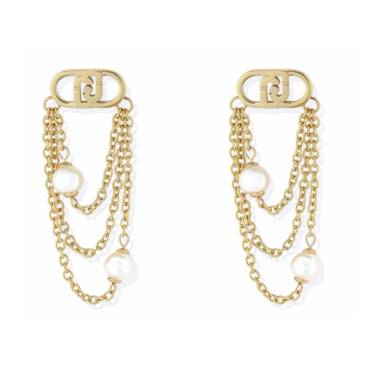 BRINCOS LIU JO EM AÇO COM PÉROLAS LJ2919