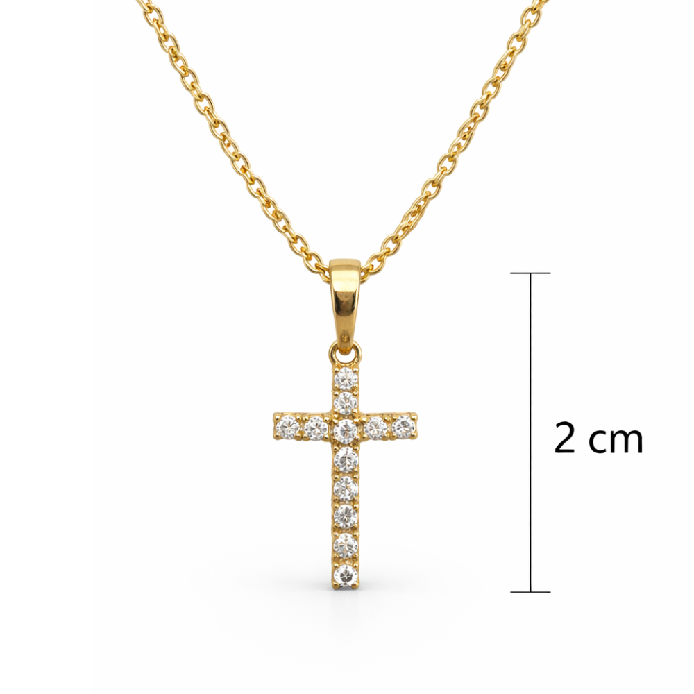 CRUZ EM OURO 19,2K C/ ZIRCONIAS