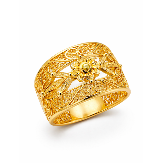 ANEL EM OURO 19,2K FILIGRANA C/ CERTIFICADO N:35418