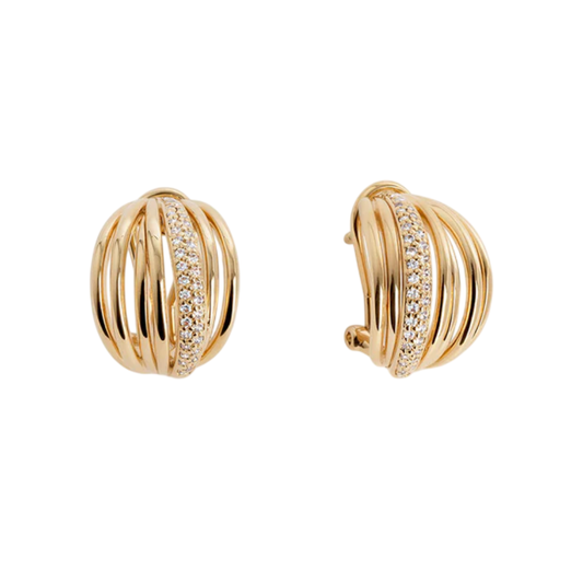 BRINCOS VIDAL & VIDAL BANHADO A OURO 18K COM ZIRCÓNIAS