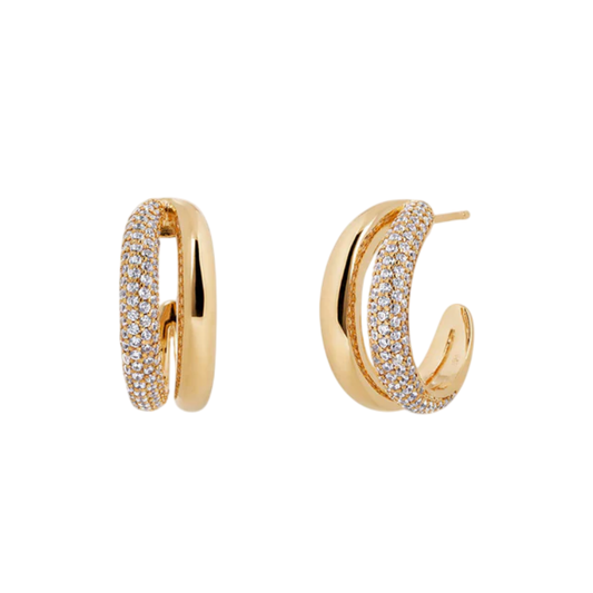 BRINCOS VIDAL & VIDAL BANHADO A OURO 18K COM ZIRCÓNIAS