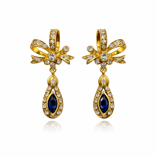 BRINCOS EM OURO 19,2K C/ ZIRCONIAS