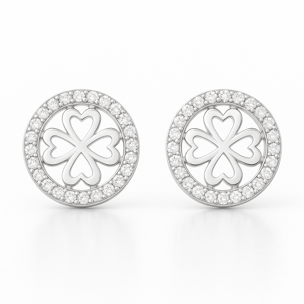 BRINCO TREVO EM PRATA 925 COM ZIRCONIAS