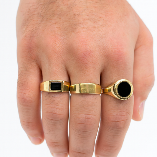 Anel Joalharia Naná em Ouro c/ Pedra Onix