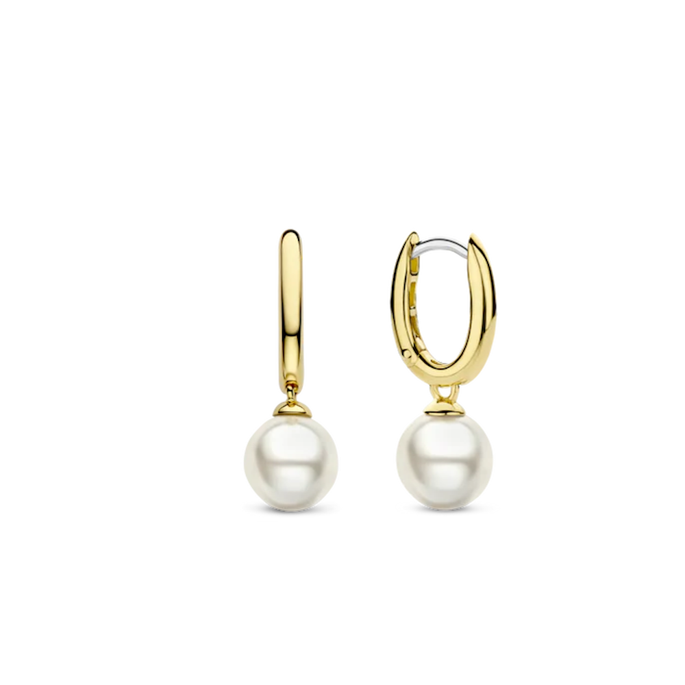 BRINCOS TI SENTO EM PRATA 925 DOURADO PÉROLAS 7939YP