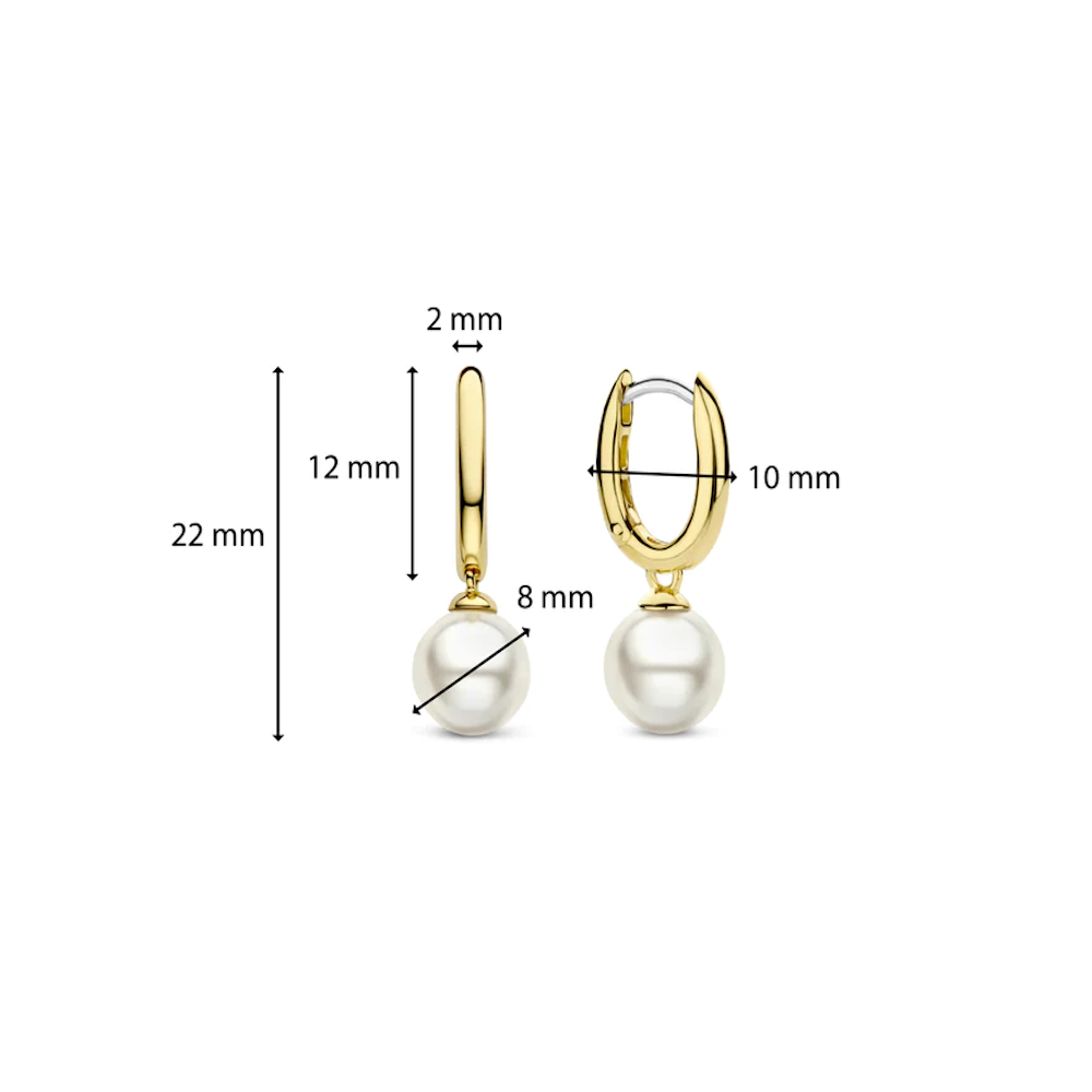 BRINCOS TI SENTO EM PRATA 925 DOURADO PÉROLAS 7939YP