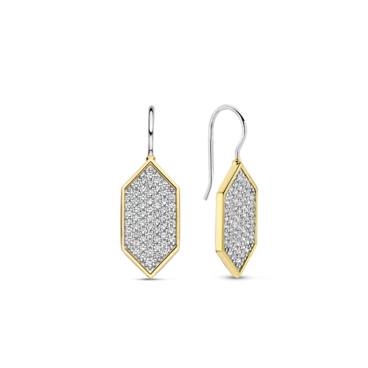 BRINCOS TI SENTO EM PRATA 925 DOURADO COM ZIRCÓNIAS 7942ZY