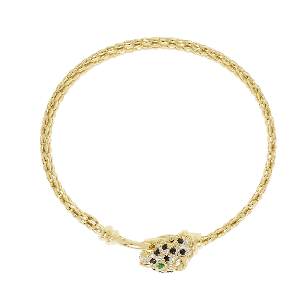 PULSEIRA ESCRAVA EUGÉNIO CAMPOS EM PRATA 925% DOURADA COM ZIRCÓNIAS