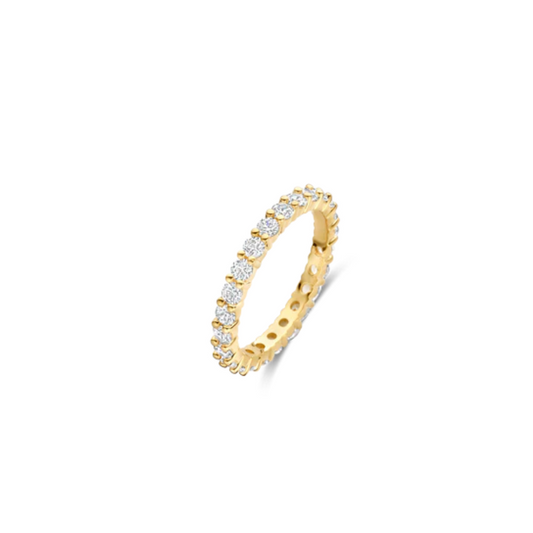 ANEL TI SENTO EM PRATA 925% DOURADO COM ZIRCÓNIAS