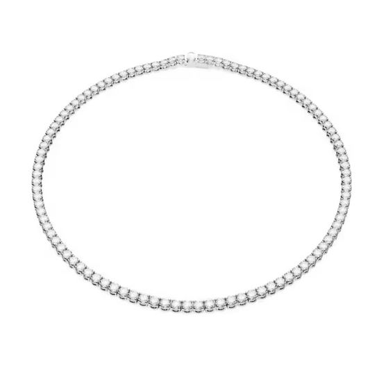 Colar Swarovski Matrix Tennis, Corte redondo, Branco, Banhado a ródio