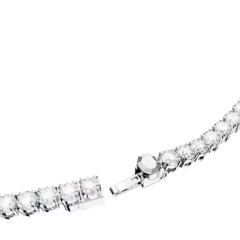 Colar Swarovski Matrix Tennis, Corte redondo, Branco, Banhado a ródio