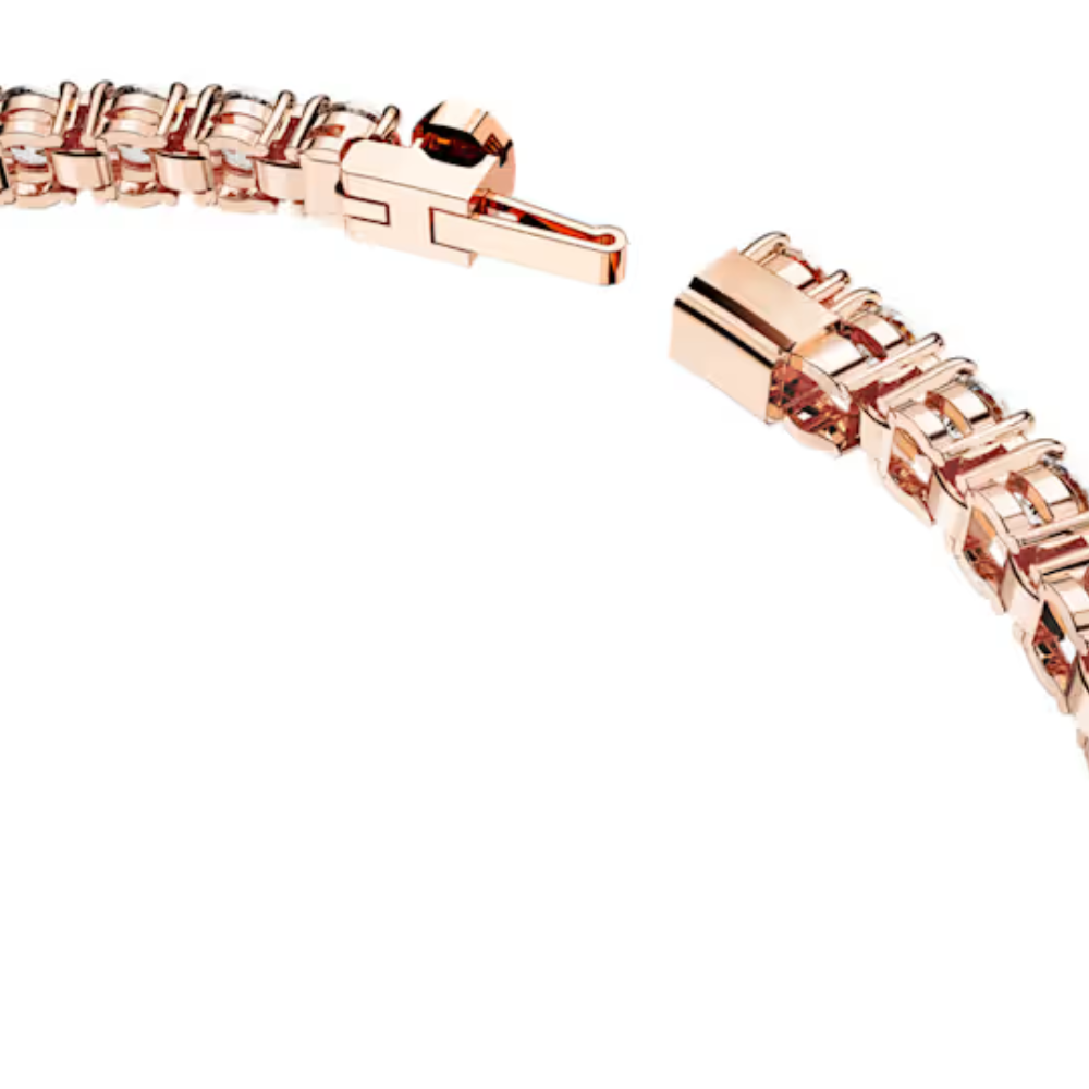 Pulseira Swarovski Matrix Tennis, Corte redondo, Branco, Banhado a ouro rosa
