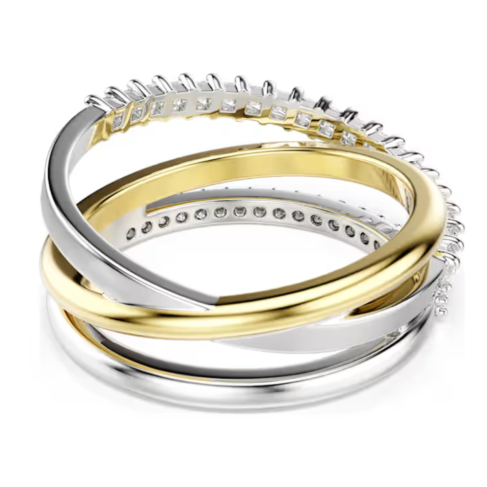 Anel Swarovski Hyperbola ring, Mixed cuts, White, Mixed metal finish 55