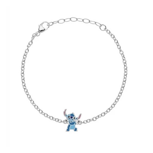 PULSEIRA DISNEY EM PRATA 925 STITCH COM ESMALTE DE COR