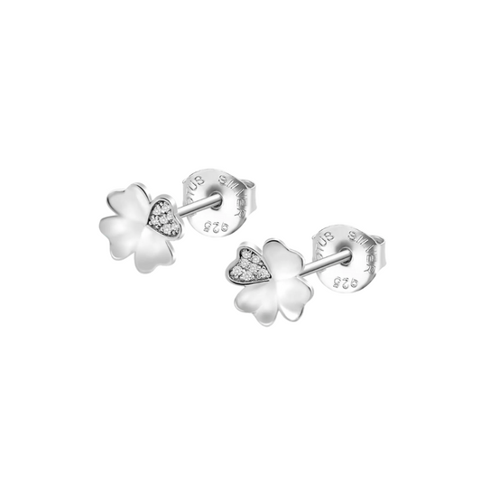 BRINCOS LOTUS EM PRATA 925% TREVO COM ZIRCÓNIAS