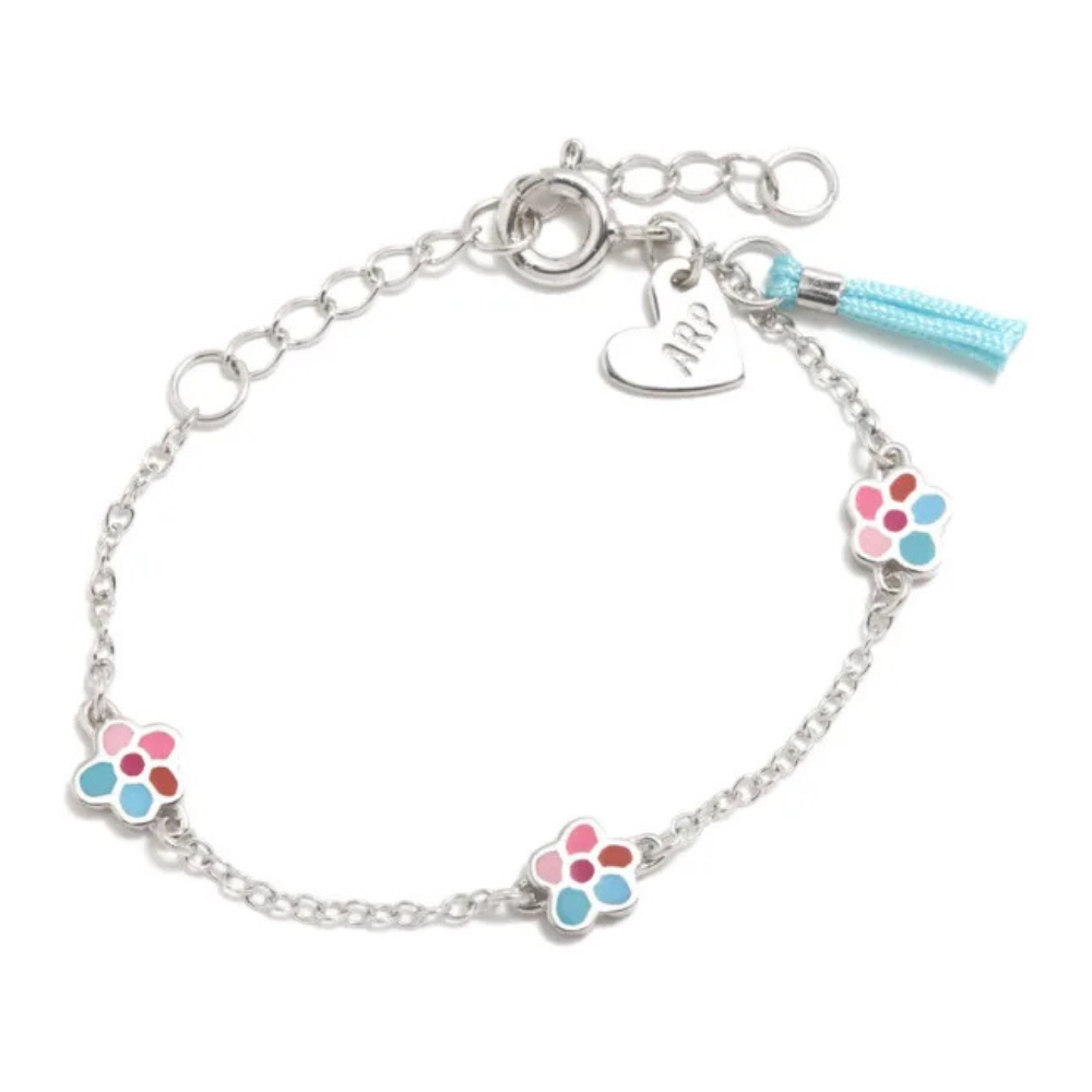 PULSEIRA AGATHA RUIZ DE LA PRADA EM PRATA 925 COM 3 FLORES