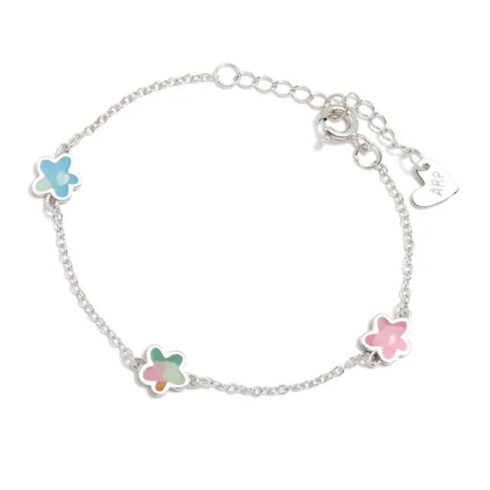 PULSEIRA AGATHA RUIZ DE LA PRADA EM PRATA 925 COM 3 FLORES