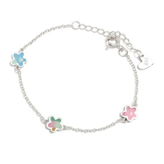 PULSEIRA AGATHA RUIZ DE LA PRADA EM PRATA 925 COM 3 FLORES