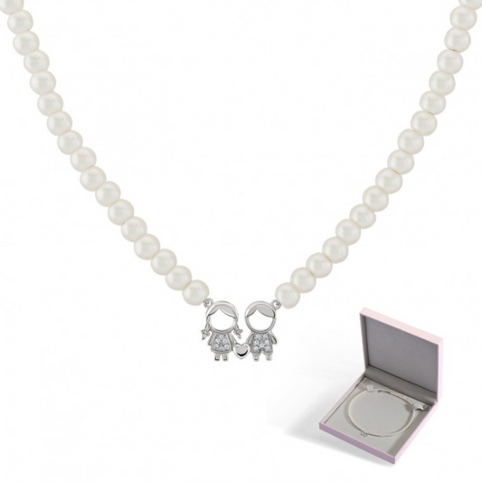 COLAR UNIKE EM PRATA 925% COM PÉROLAS GIRL &BOY