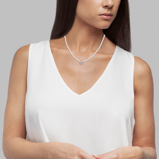 COLAR UNIKE EM PRATA 925% COM PÉROLAS GIRL &BOY