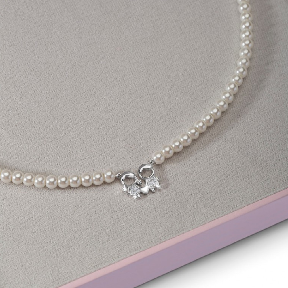 COLAR UNIKE EM PRATA 925% COM PÉROLAS GIRL &BOY