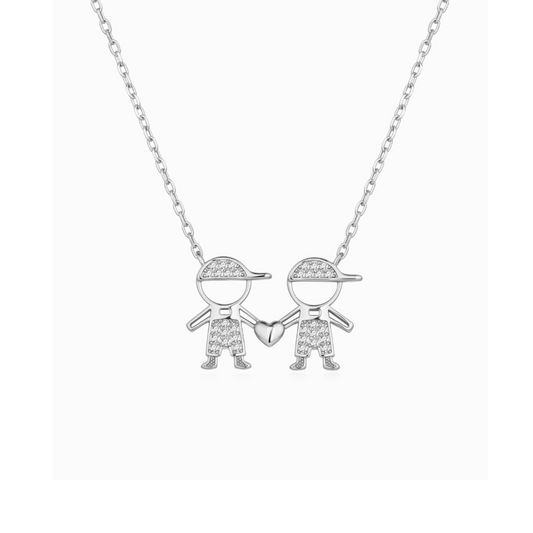 FIO CASAL EM PRATA 925% COM ZIRCÓNIAS MENINO + MENINO